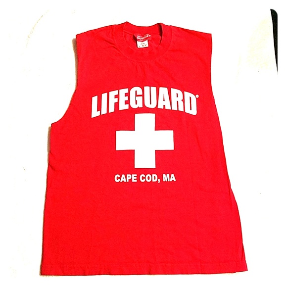Lifeguard Products Tops - Unisex Red Sleeveless Lifeguard Products T-shirt
